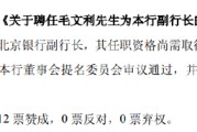 梦见吃鱼北京银行：同意聘任毛文利为副行长